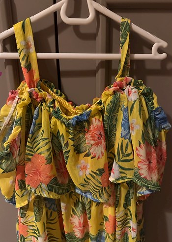 Sarı Çiçekli Bohem Kız Elbisesi - Görsel 2