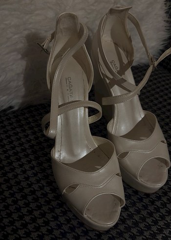 Bej Platform Topuklu Kadın Ayakkabı - Görsel 3