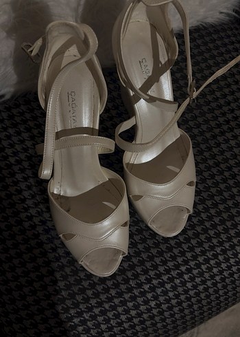 Bej Platform Topuklu Kadın Ayakkabı - Görsel 2