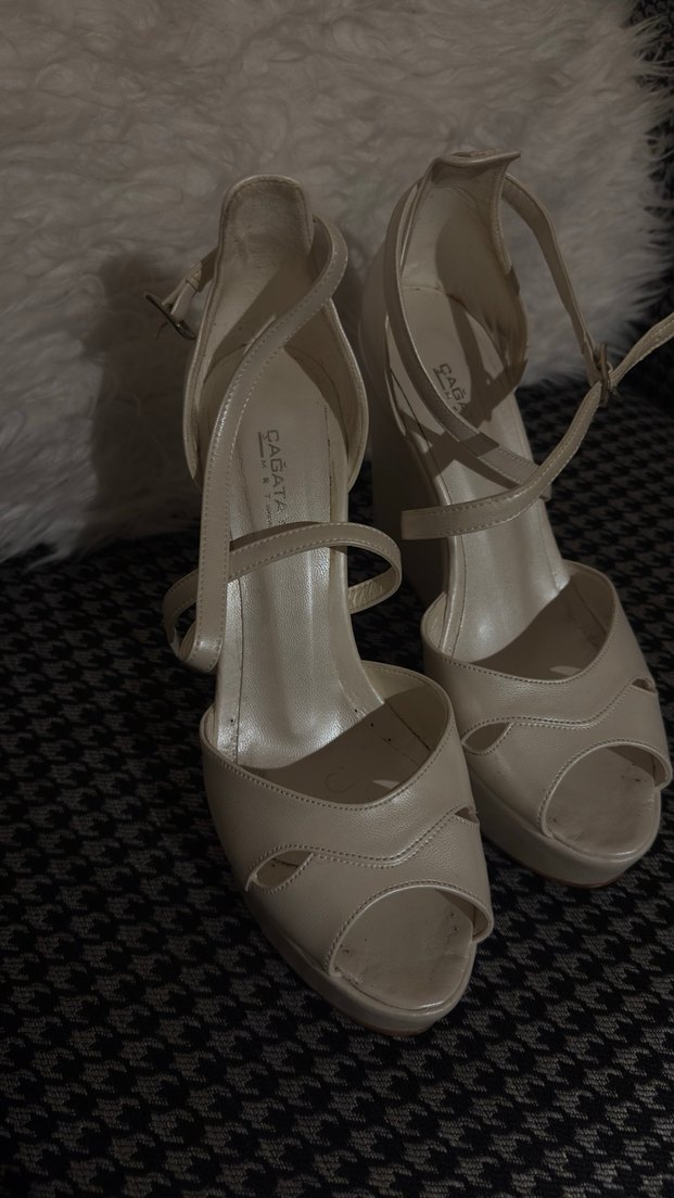 Bej Platform Topuklu Kadın Ayakkabı - Görsel 3