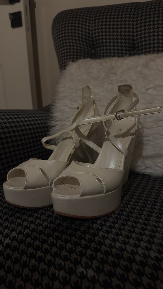 Bej Platform Topuklu Kadın Ayakkabı - Görsel 4