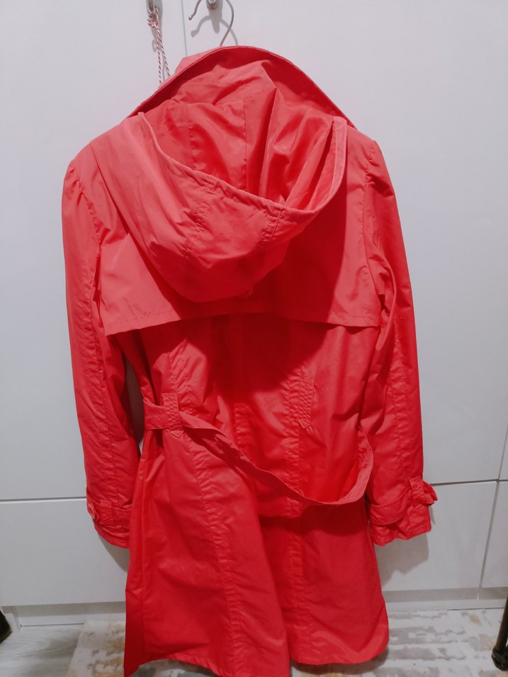 Kemerli Nar Çiçeği Midi Yağmurluk - Görsel 2