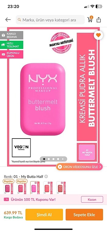 Nyx buttermelt allık