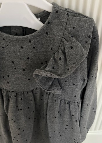 Uzun Kollu Gri Kız Çocuk Elbise - Görsel 2