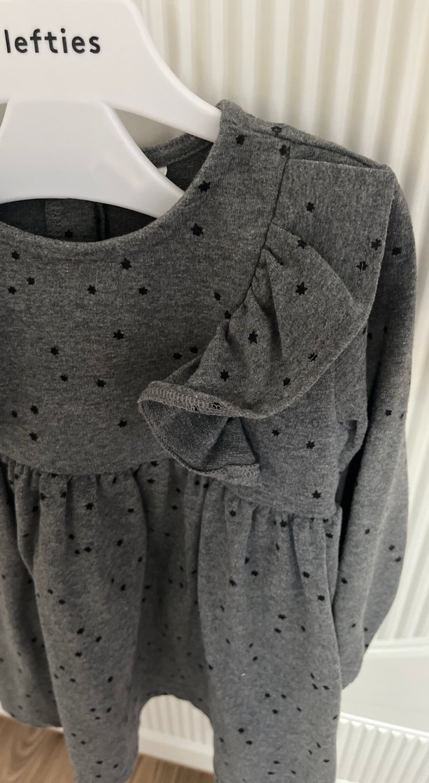 Uzun Kollu Gri Kız Çocuk Elbise - Görsel 2