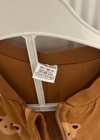 Kahverengi Ayı Desenli Fermuarlı Bebek Tulumu - Görsel 2