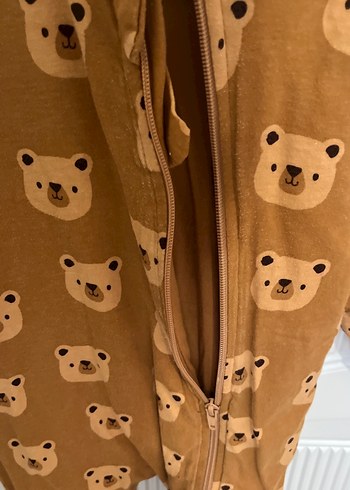 Kahverengi Ayı Desenli Fermuarlı Bebek Tulumu - Görsel 3