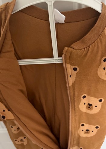 Kahverengi Ayı Desenli Fermuarlı Bebek Tulumu - Görsel 5