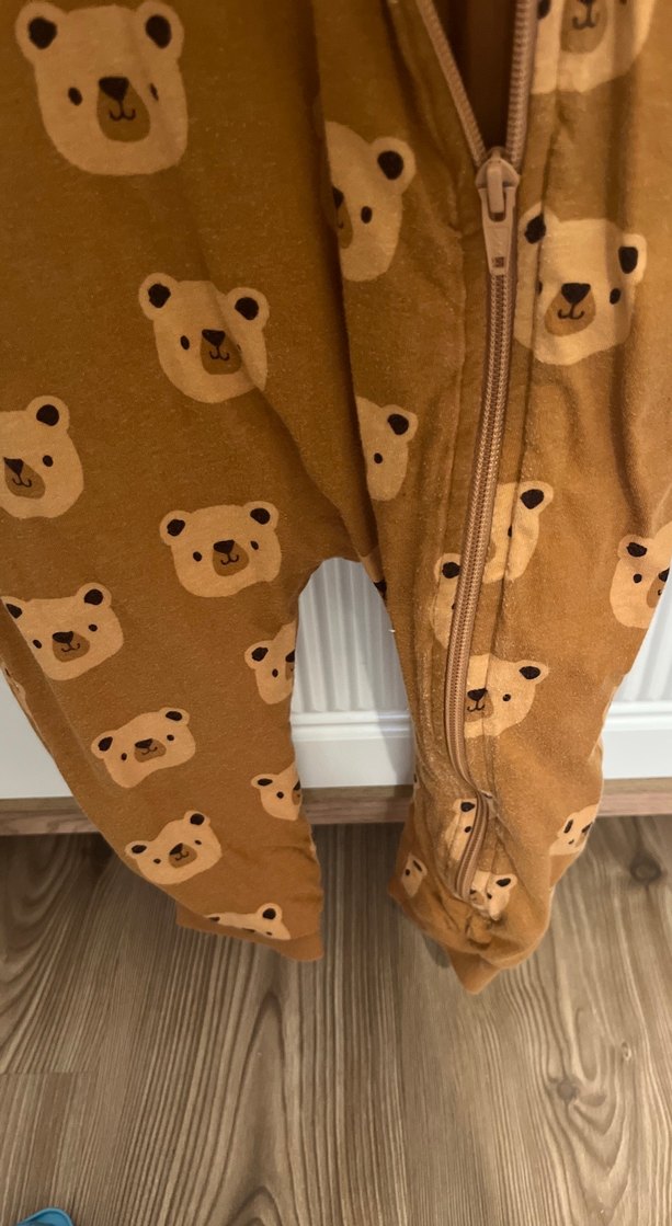Kahverengi Ayı Desenli Fermuarlı Bebek Tulumu - Görsel 4
