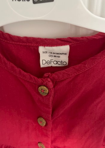 Kız Çocuk Kırmızı Kolsuz Keten Elbise - Görsel 2