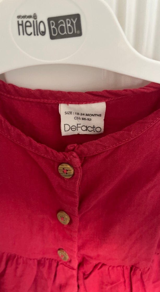 Kız Çocuk Kırmızı Kolsuz Keten Elbise - Görsel 2