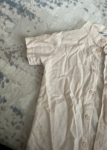 Bej Keten Erkek Çocuk Kısa Kollu Gömlek - Görsel 3