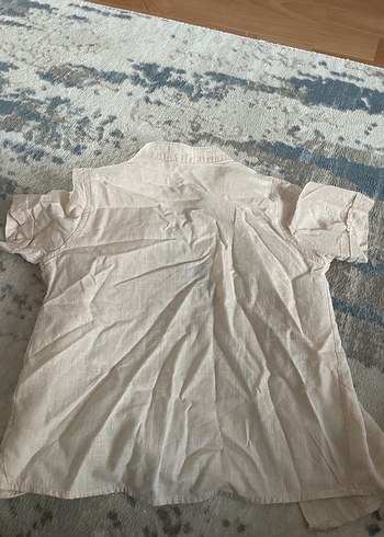 Bej Keten Erkek Çocuk Kısa Kollu Gömlek - Görsel 6