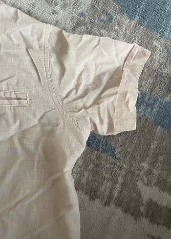 Bej Keten Erkek Çocuk Kısa Kollu Gömlek - Görsel 7