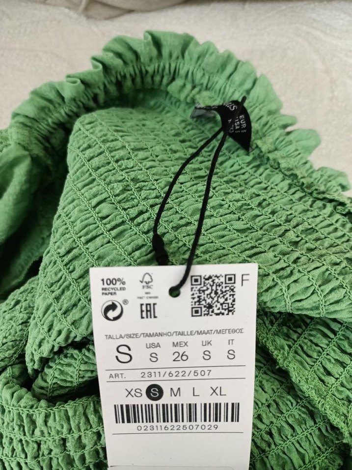 Uzun Kesim Yeşil Keten Elbise - Görsel 4