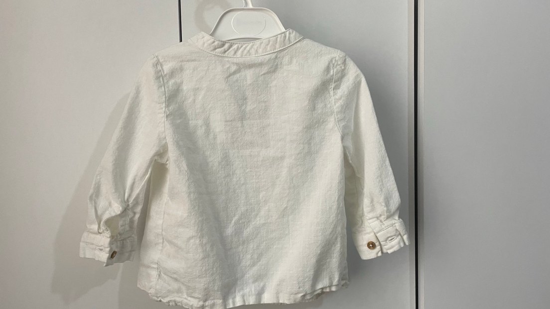 Beyaz Erkek Çocuk Keten Gömlek - Görsel 2
