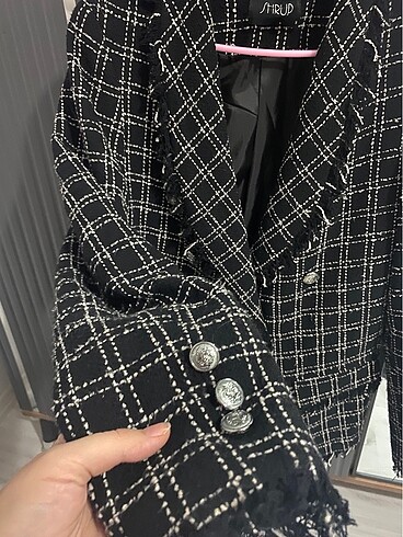 Zara Siyah kareli blazer elbise