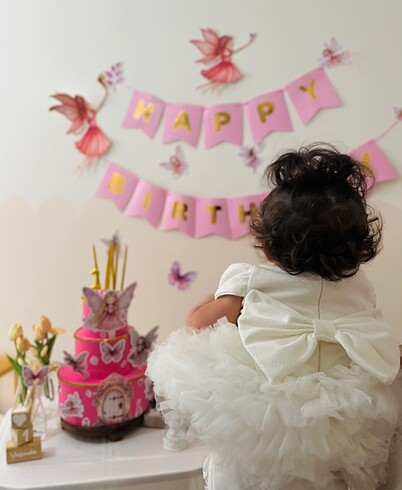 9-12 Ay Beden beyaz Renk Kız bebek elbise