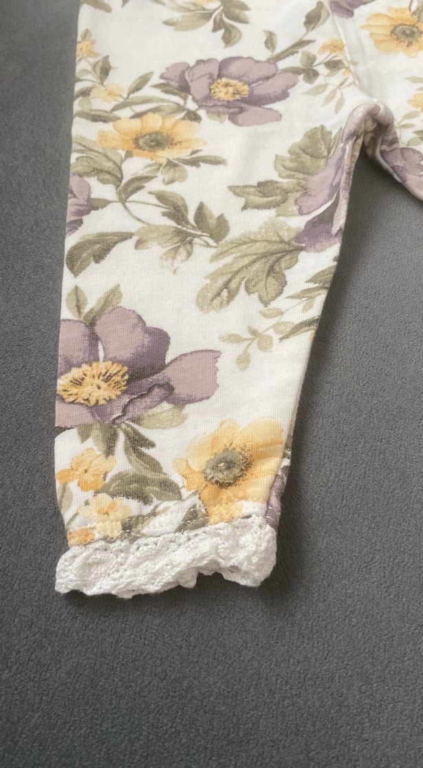 Dantelli Çiçek Desenli Kız Tayt - Görsel 3