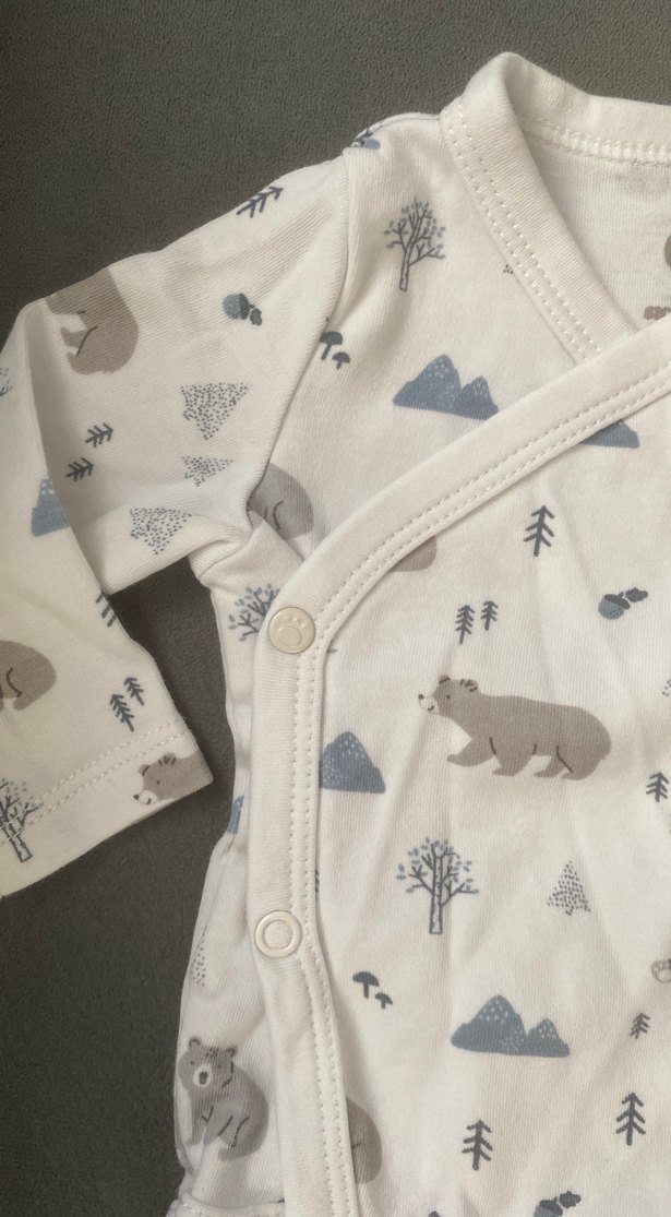 Uzun Kollu, Düğmeli Erkek Bebek Body - Görsel 3