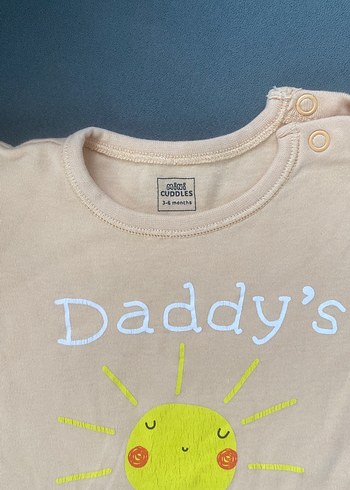 Bej Kısa Kollu Bebek Tulum, Baskılı - Görsel 3