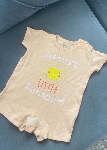 Bej Kısa Kollu Bebek Tulum, Baskılı - Görsel 4