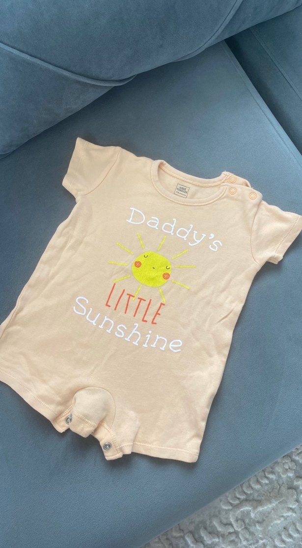 Bej Kısa Kollu Bebek Tulum, Baskılı - Görsel 4