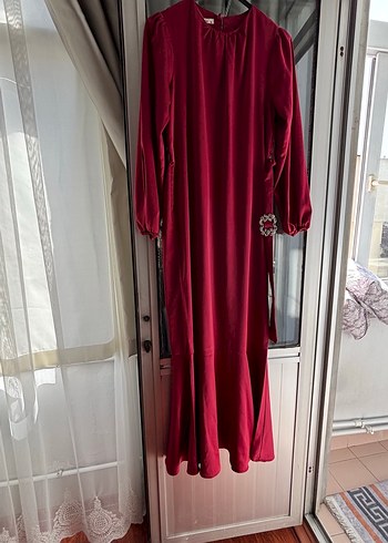 38 Beden Bordo Uzun Kollu Salaş Kadın Elbise