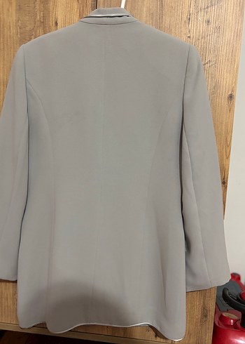 40 Beden Düğmeli Gri Kadın Blazer Ceket