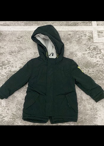 Koyu Gri Erkek Çocuk Kürklü Kapüşonlu Mont