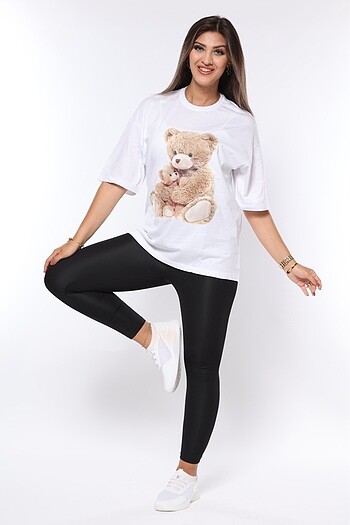 Ayıcık baskılı T-shirt