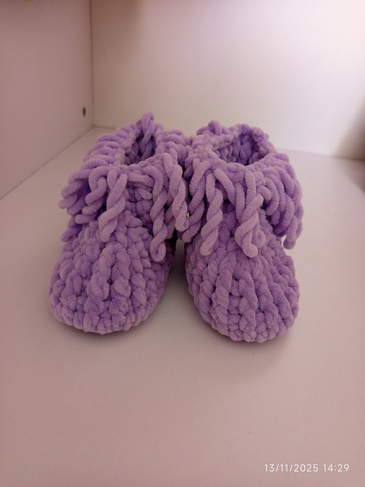 Mor Örgü Kız Çocuk Ev Terliği - Görsel 2