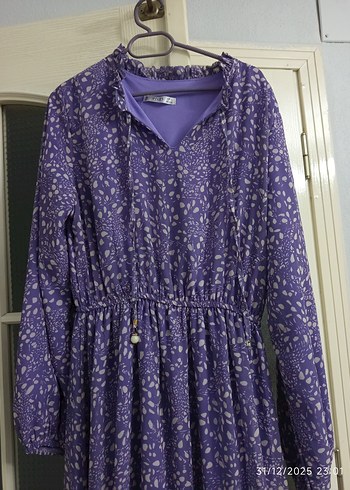 Uzun Mor uzun elbise - Görsel 3