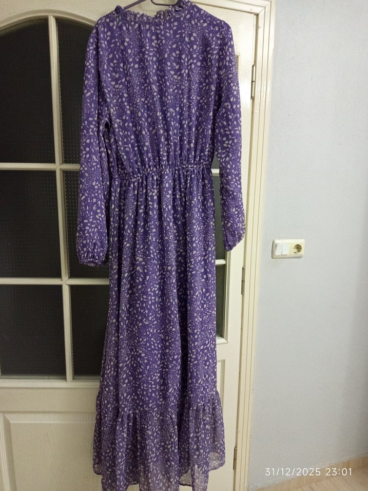 Uzun Mor uzun elbise - Görsel 5