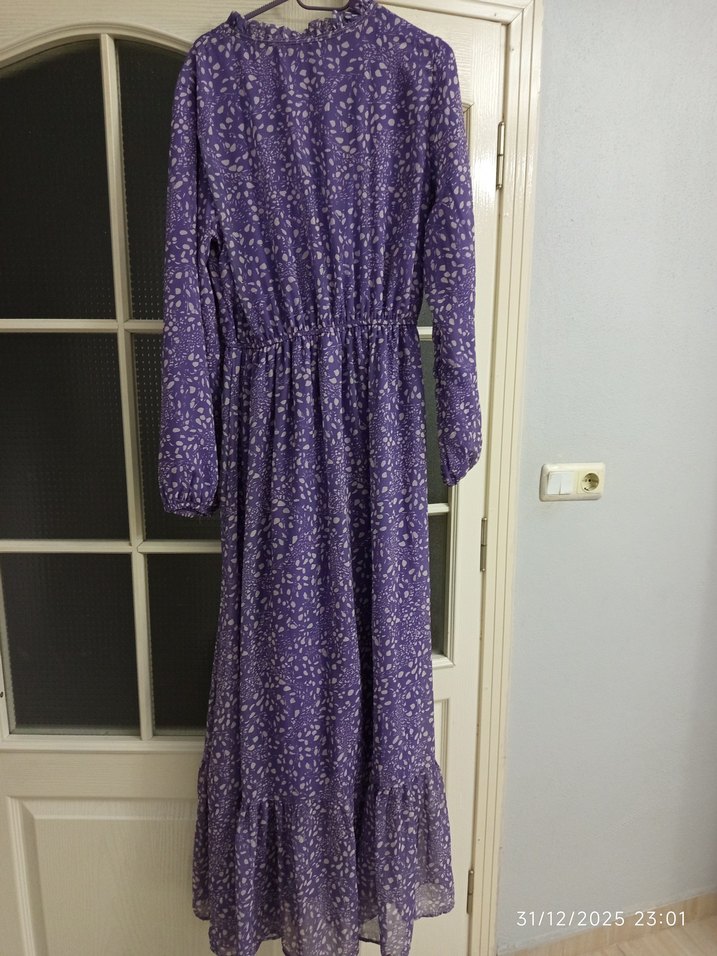 Uzun Mor uzun elbise - Görsel 4