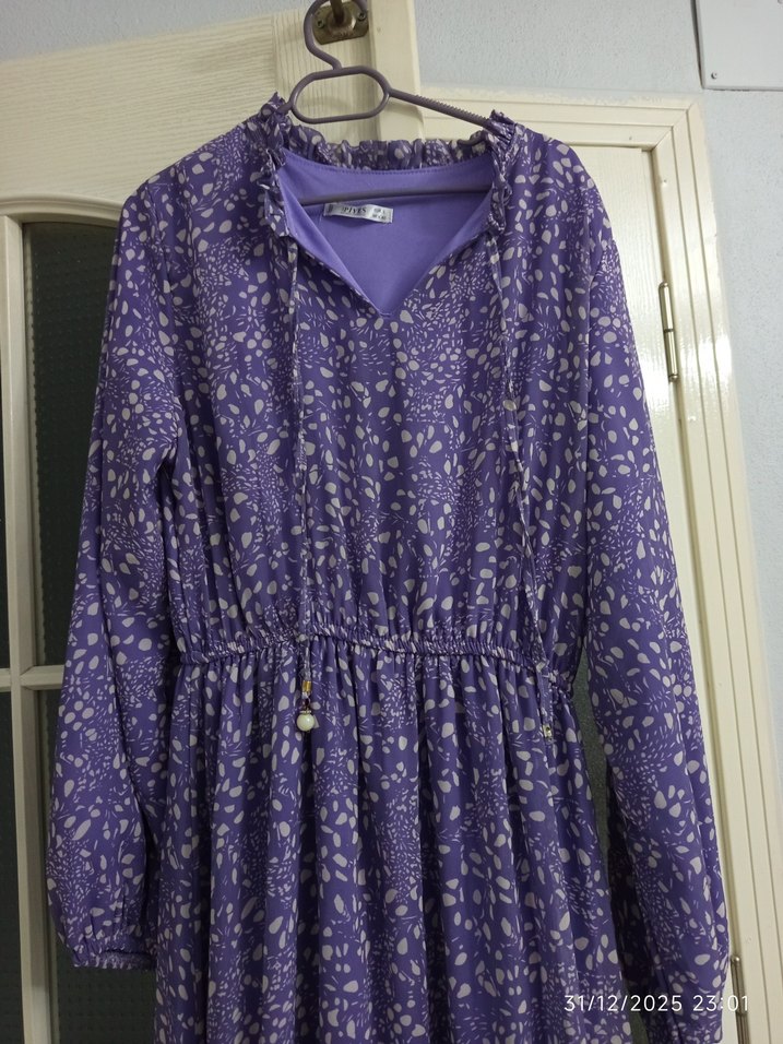 Uzun Mor uzun elbise - Görsel 3