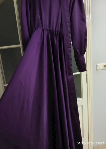 Mor Uzun Kollu Uzun Elbise - Görsel 5