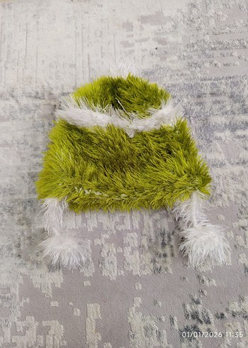 Yeşil Kürklü Örgü Çocuk Bere ve Atkı Seti - Görsel 2