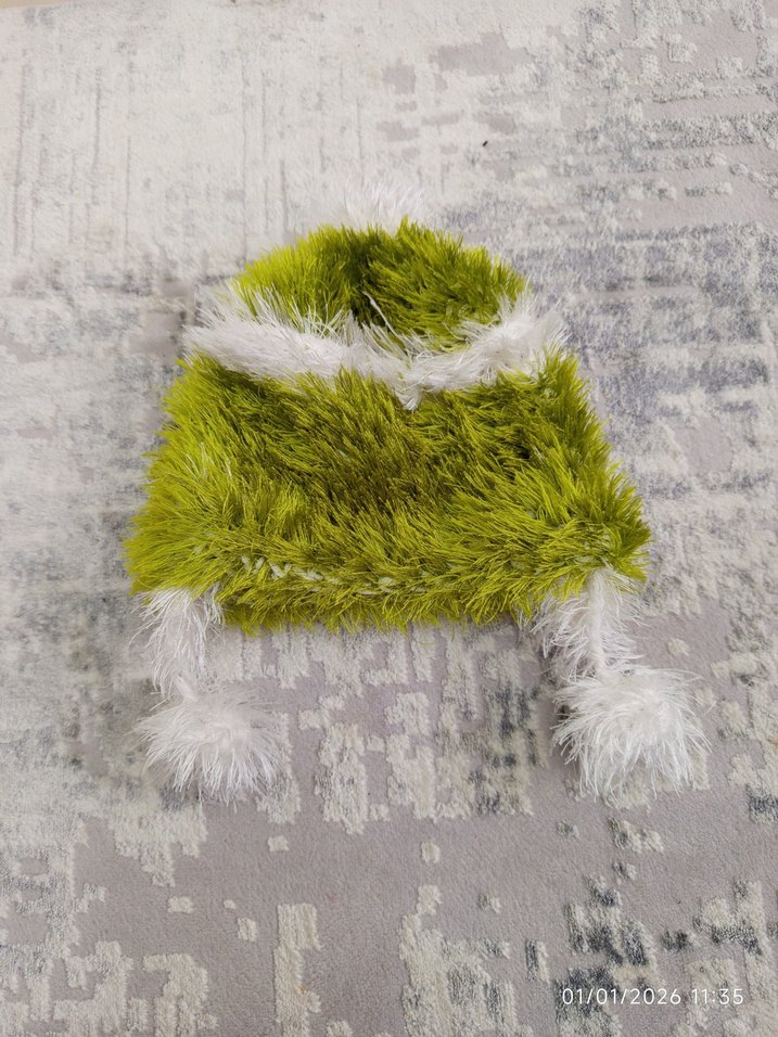 Yeşil Kürklü Örgü Çocuk Bere ve Atkı Seti - Görsel 2