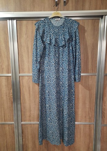 Mavi Bohem Uzun Kollu Uzun Elbise - Görsel 2