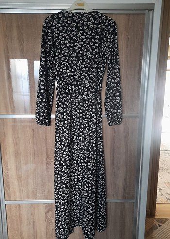 Siyah yuvarlak Yakalı Uzun Bohem Elbise - Görsel 2