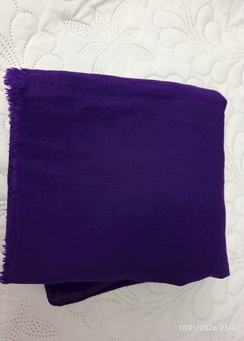 Kadın Mor keten Dokulu Şal - Görsel 3