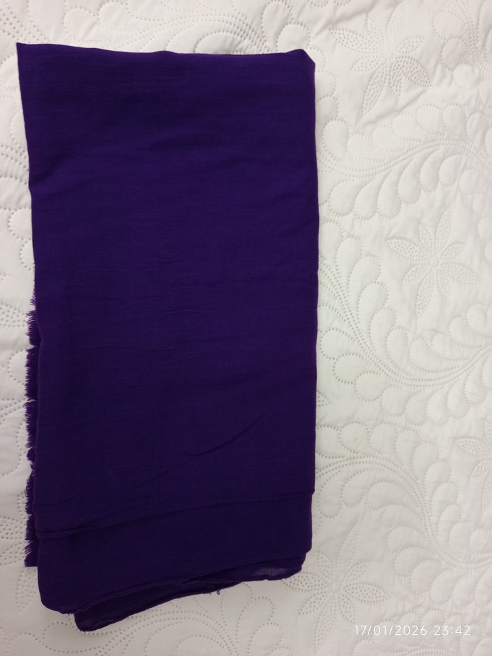 Kadın Mor keten Dokulu Şal - Görsel 4