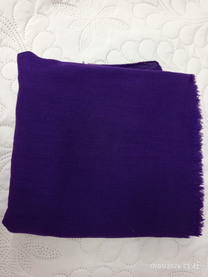 Kadın Mor keten Dokulu Şal - Görsel 2