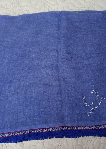 Boncuk Detaylı Mavi Bohem Kadın Şal - Görsel 3