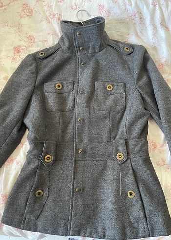 Düğmeli Gri Mango Kadın Kaban - Görsel 2