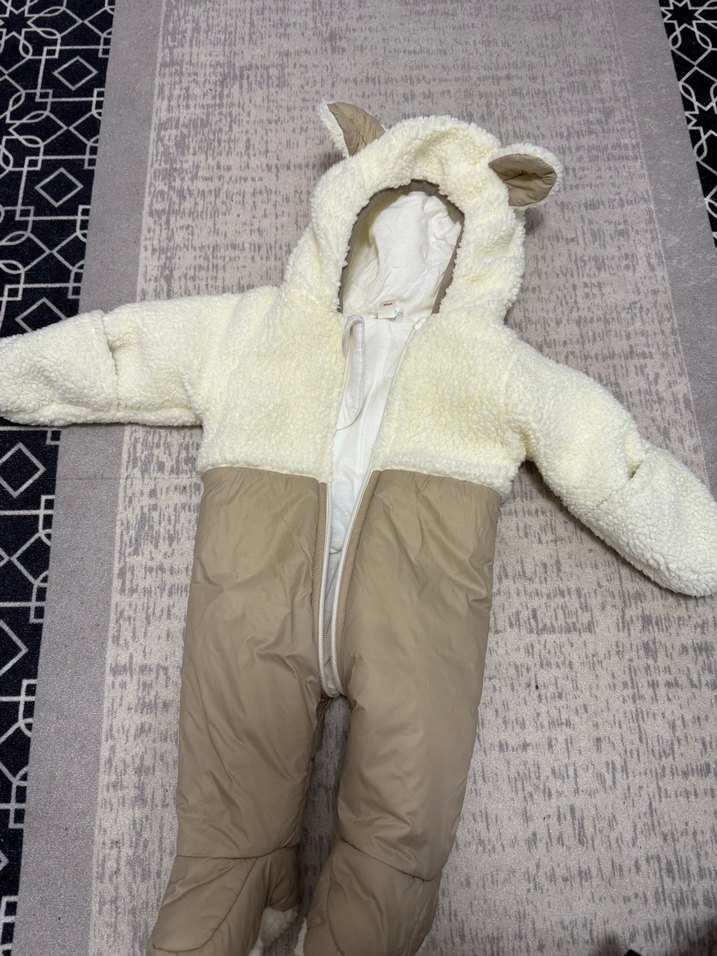 Kürklü Kapüşonlu Bebek  Tulum - Görsel 2