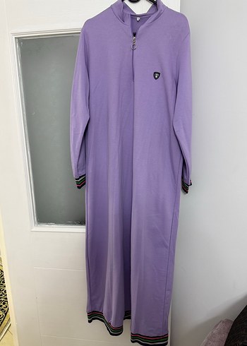 3 iplik Uzun Mor  Tunik Fermuarlı elbise - Görsel 2