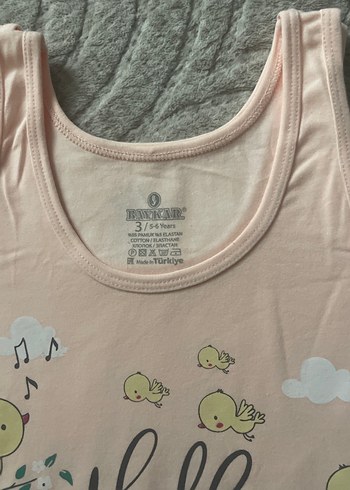 Kız Çocuk Bej Baskılı Askısız Pamuklu Atlet - Görsel 2