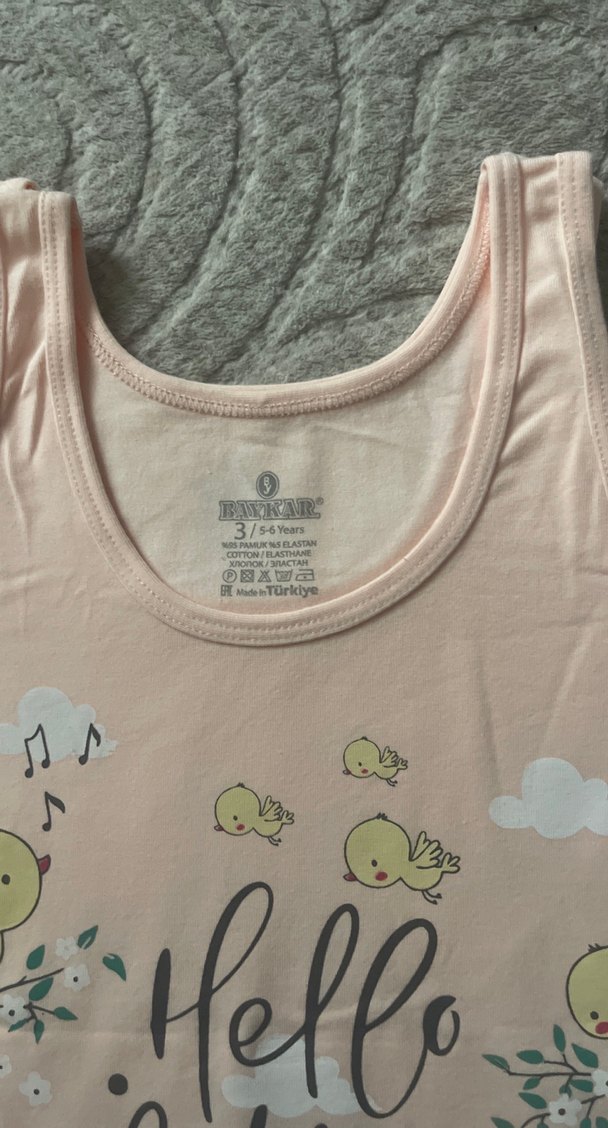 Kız Çocuk Bej Baskılı Askısız Pamuklu Atlet - Görsel 2